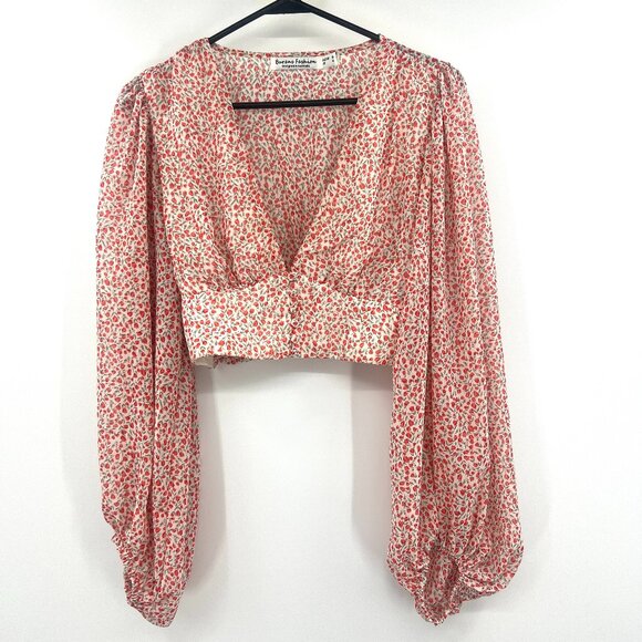 Burans Fashions Tops - Burans Fashion Floral Print Cropped Blouse Women's 4